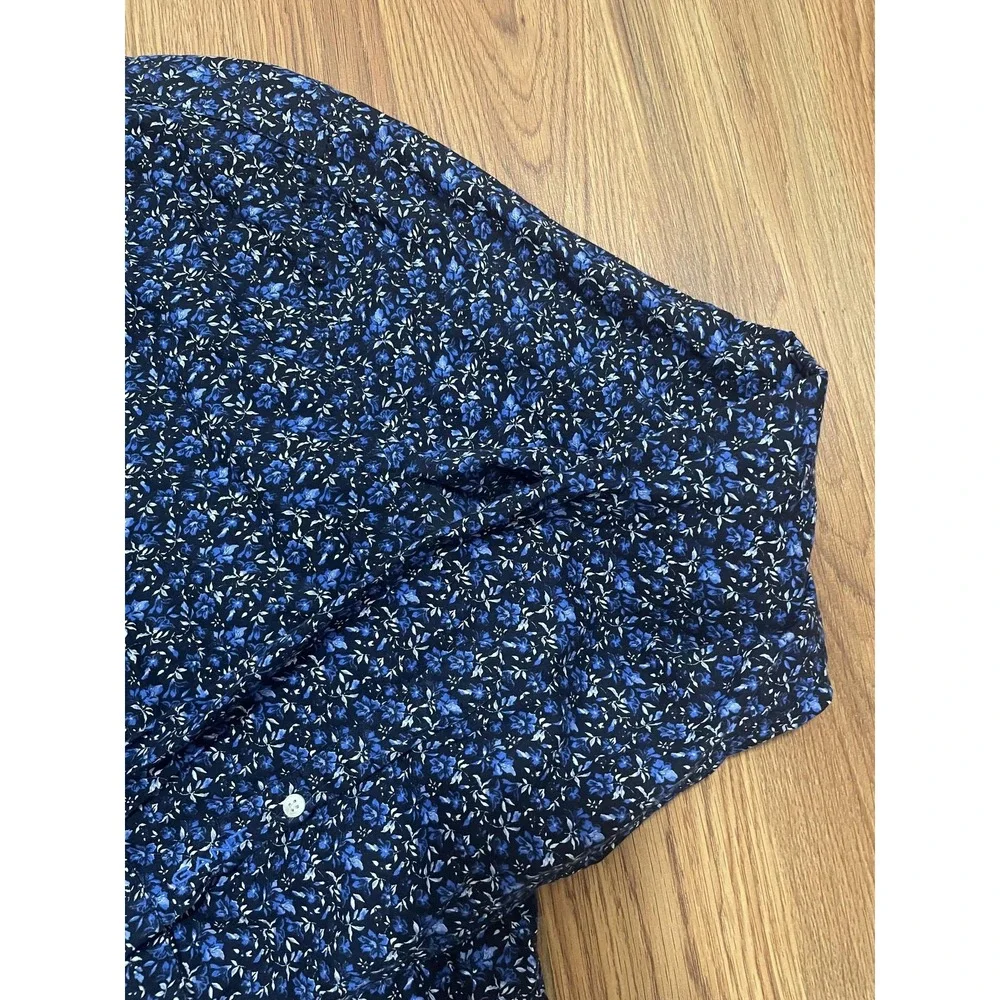 Gant Shirt Mens Medium Floral Slim Fit Broadcloth Long Sleeve Blue